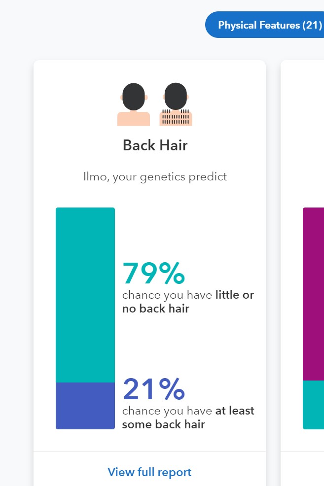example of physical feature traits in 23andme