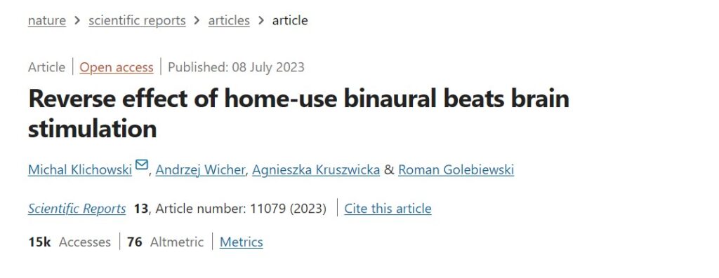 In 2023, the prestigious journal Nature published a study showing the negative reverse effect of binaural beats on cognitive processes